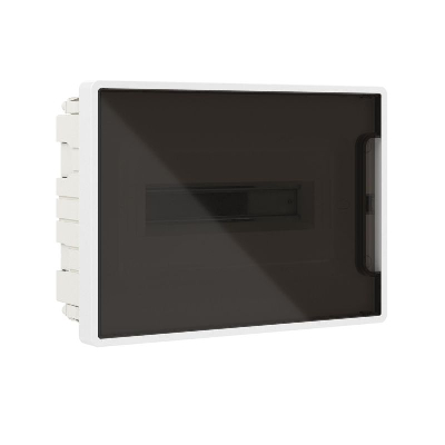 Щиток встраиваемый Фрейм (FRAME) ЩРв-п-12 12мод с тонированной дверцей с 2 шинами PEN на 6 и 8 отверст. бел. DKC F12B1WD