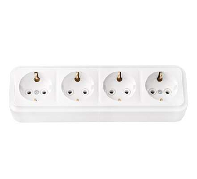 Розетка 4-м ОП 16А с заземл. бел. Bylectrica РА16-266