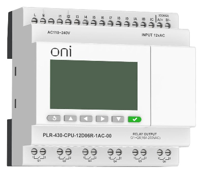 Модуль ЦПУ ПЛК 430 12 DI 6 RO 220В AC с экраном ONI PLR-430-CPU-12D06R-1AC-00