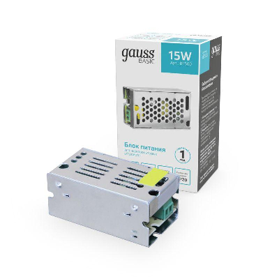 Блок питания для светодиод. ленты Basic 15Вт 12В IP20 (драйвер) GAUSS BT500