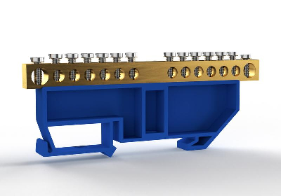 Шина нулевая на DIN-изоляторе 6х9мм 14 отвер. латунь TOKOV ELECTRIC TKE-BCB-69-14-DIN/N