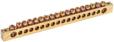 Шина PEN "земля-ноль" 8х12мм 18/2 (18групп/крепеж по краям) IEK YNN21-18-100