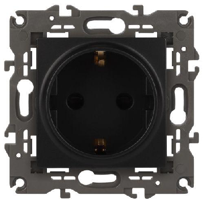 Розетка 1-м СП Эра Elegance 14-2101-05 16А IP20 16AX 250В 2P+E Schuko антрацит Эра Б0034269