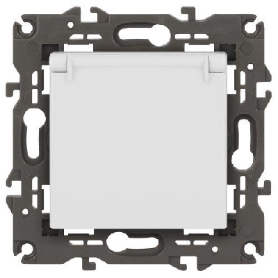 Розетка 1-м СП Эра Elegance 14-2103-01 16А IP20 16AX 250В 2P+E Schuko защ. шторки с крышкой бел. Эра Б0034278