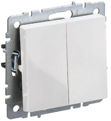 Выключатель 2-кл. СП BRITE ВС10-2-0-БрБ 10А механизм бел. IEK BR-V20-0-10-K01