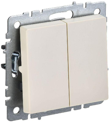 Выключатель проходной 2-кл. СП BRITE ВС10-2-6-БрКр 10А механизм беж. IEK BR-V22-0-10-K10