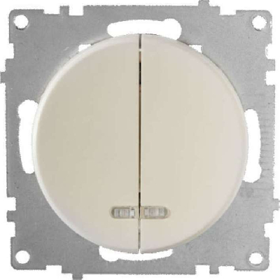 Выключатель 2-кл. СП Florence 10А IP20 с подсветкой механизм беж. (1E31801301) OneKeyElectro 2172802