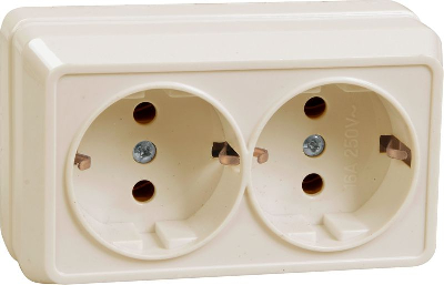 Розетка 2-м ОП Октава РС22-3-ОКм 16А IP20 с заземл. крем. GENERICA ERO21-K33-16-DC
