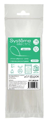Стяжка кабельная 200х2.5 бел. (уп.100шт) SE IMT20025W