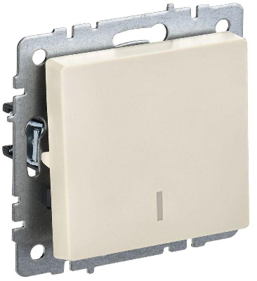 Выключатель 1-кл. СП BRITE ВС10-1-1-БрКр 10А с индик. механизм беж. IEK BR-V10-1-10-K10