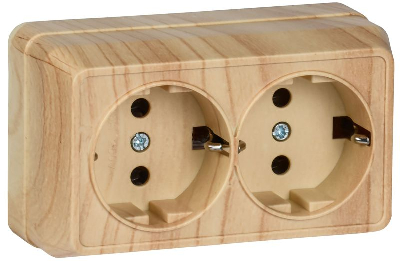 Розетка 2-м ОП Октава РС22-3-ОС 16А IP20 с заземл. сосна GENERICA ERO21-K03-16-DC