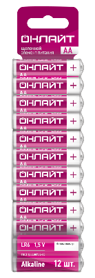 Элемент питания алкалиновый 90 636 OBT-ALK-LR6-BP12 (блист.12шт) ОНЛАЙТ 90636