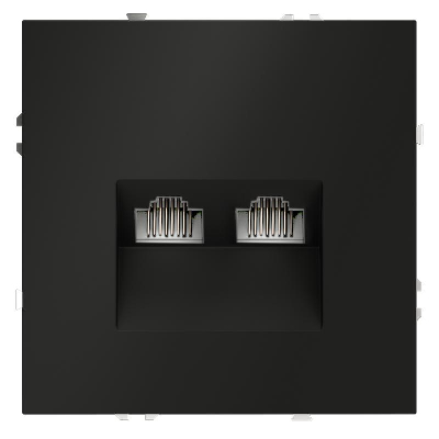 Розетка компьютерная 2-м СП S70 RJ45 + RJ45 кат.6 механизм черн. матов. Voltum VLS060208