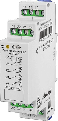 Реле промежуточное МРП-4-1 ACDC230В УХЛ4 4 переключ. контакта коммутируемый ток до 8А Меандр A8302-16938117