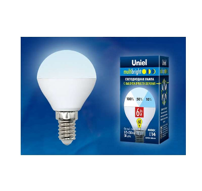 Лампа светодиодная LED-G45-6W/NW/E14 /FR/MB PLM11WH Multibright 6Вт шар матовая 4000К нейтр. бел. E14 100-50-10 (упак. картон) Uniel UL-00002376