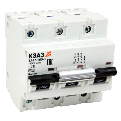 Выключатель автоматический модульный ВА47-100-3C25-УХЛ3 (10кА) КЭАЗ 318140