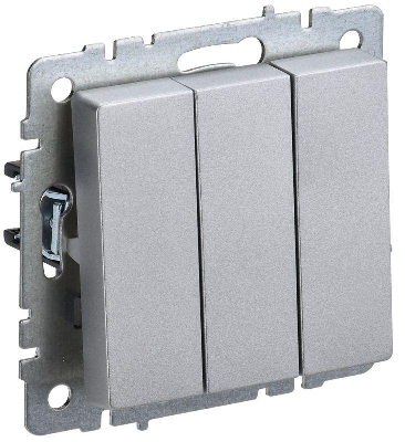 Выключатель 3-кл. СП BRITE ВС10-3-0-БрА 10А механизм алюм. IEK BR-V30-0-10-K47