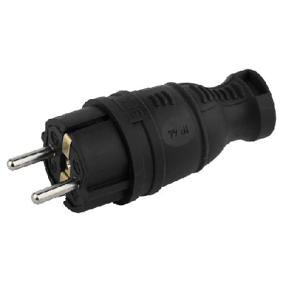 Вилка прямая 16А IP44 с заземл. каучук. черн. V8-B-IP44 Эра Б0044540