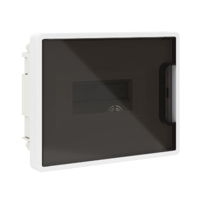 Щиток встраиваемый Фрейм (FRAME) ЩРв-п-8 8мод. IP41 с тонированной дверцей с 2 шинами PEN на 6 и 8 отверст. бел. DKC F08B1WD