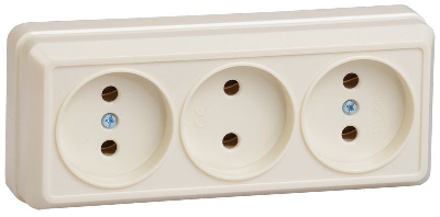Розетка 3-м ОП Октава 10А IP20 без заземл. крем. GENERICA ERO30-K33-10-DC