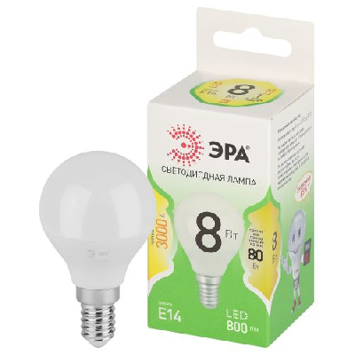 Лампа светодиодная GREEN LINE P45-8W-830-E14 GL 8Вт шар 3000К свет тепл. E14 Эра Б0067007