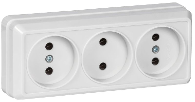 Розетка 3-м ОП Октава 10А IP20 без заземл. бел. GENERICA ERO30-K01-10-DC