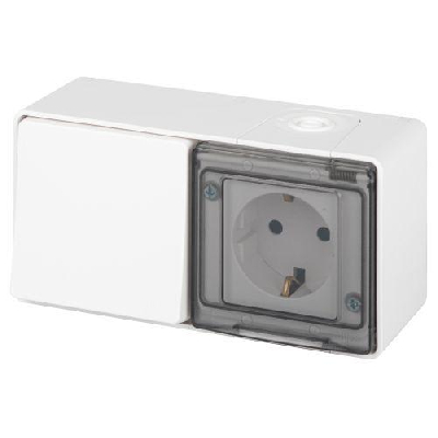 Блок розетка с выключателем Эксперт 11-7501-01 IP55 16А (10AX)-250В ОУ бел. Эра Б0063288