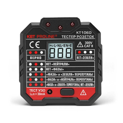 Тестер розеток и УЗО "PROLINE" KT 106D КВТ 79136