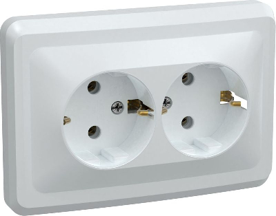 Розетка 2-м СП Вега РС12-3-ВБ с заземл. контактом без защ. шторок 16А бел. GENERICA ERV21-K01-16-DM