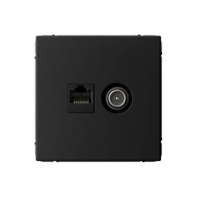 Розетка компьютерная + телевизионная 2-м СП ArtGallery RJ45 кат.5E + TV механизм карбон SE GAL001089