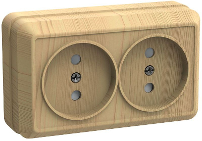 Розетка 2-м ОП Октава 10А IP20 без заземл. сосна GENERICA ERO20-K03-10-DC