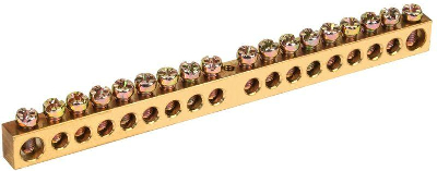 Шина PEN "земля-ноль" 8х12мм 18/1 (18групп/крепеж по центру) IEK YNN20-18-100