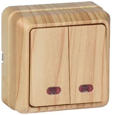 Выключатель 2-кл. ОП Октава 10А IP20 ВС20-2-1-ОС с индикацией сосна GENERICA EVO21-K03-10-DC