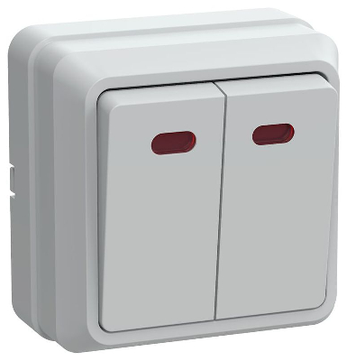 Выключатель 2-кл. ОП Октава 10А IP20 ВС20-2-1-ОБ с индикацией бел. GENERICA EVO21-K01-10-DC