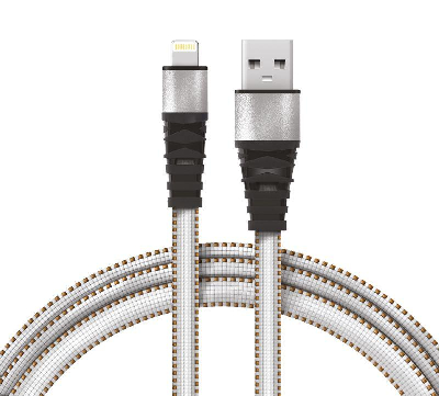 Кабель USB-Lightning 2.4А 1м бел. нейлоновая оплетка Rexant 18-7056