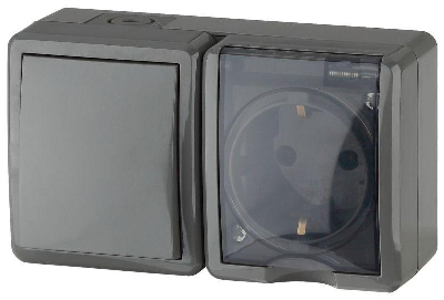 Блок ОП розетка+выключатель 11-7401-03 16АХ(10AX)-250В IP54 Эксперт сер. ЭРА Б0020734