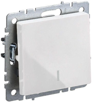 Выключатель 1-кл. СП BRITE ВС10-1-1-БрБ 10А с индик. механизм бел. IEK BR-V10-1-10-K01