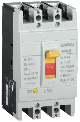 Выключатель автоматический 3п 63А 18кА ВА66-31 GENERICA SAV10-3-0063-G