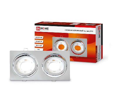 Светильник точечный GX53R-2ST 2RC GX53 IP20 230В встраив. поворотн. двойн. метал. хром. IN HOME 4690612021560