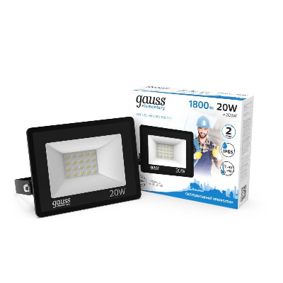 Прожектор светодиодный Elementary 20Вт 6500К IP65 1800лм 200-240В ДО черн. GAUSS 613100320