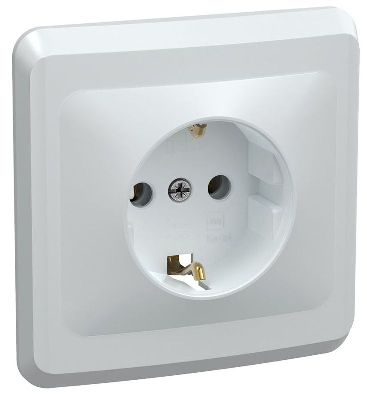 Розетка 1-м СП Вега РС10-3-ВБ с заземл. контактом без защ. штор 16А бел. GENERICA ERV11-K01-16-DM