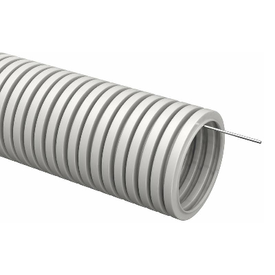 Труба гофрированная ПВХ d32мм с протяжкой сер. (уп.25м) TOKOV ELECTRIC TKE-TG/P-32-C06/25