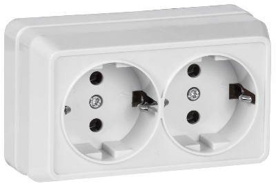 Розетка 2-м ОП Октава РС22-3-ОБ 16А IP20 с заземл. бел. GENERICA ERO21-K01-16-DC