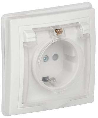 Розетка 1-м СП Кварта РСбш10-3-ККБ-44 16А IP44 с заземл. защ. шторки с крышкой керамика бел. GENERICA ERK70-K01-10-DM-44