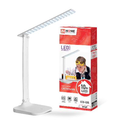 Светильник светодиодный настольный ССО 02Б 10Вт 4000К 625лм сенсор-диммер адаптер бел. IN HOME 4690612013473
