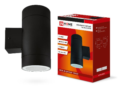 Светильник НБУ ЦИЛИНДР-2xGX53-BL 16Вт IP54 230В уличный настен. двусторон. под лампу 2хGX53 алюм. черн. IN HOME 4690612023533