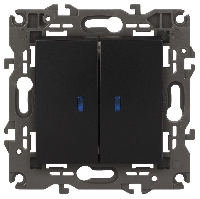 Выключатель 2-кл. СП Elegance 14-1105-05 10А IP20 250В 10AX с подсветкой механизм антрацит Эра Б0034241