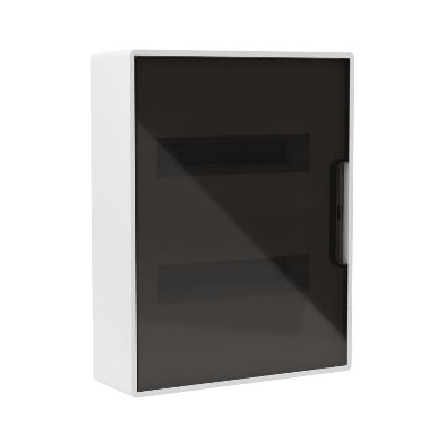 Щиток настенный Фрейм (FRAME) ЩРн-п-24 24мод. с тонированной дверцей с шин. PEN 2шт 8 отверст. + 2шт 6 отверст. бел. DKC F24W1WD