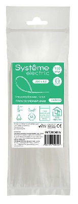 Стяжка кабельная 200х4.8 бел. (уп.100шт) SE IMT20048W