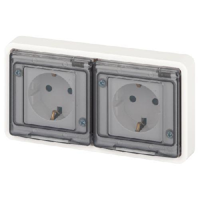 Розетка Эксперт 11-2524-01 2х2P+E гориз. IP55 шторки 16А-250В СУ бел. Эра Б0063254